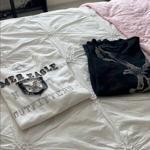 American Eagle Outfitters White and Black Long Sleeve Tees
